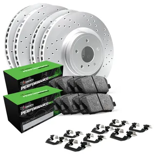 R1 Concepts WMSH2-31086 Rotors - Carbon Coated - Drilled W/ Perf Sport Pads & Hdw